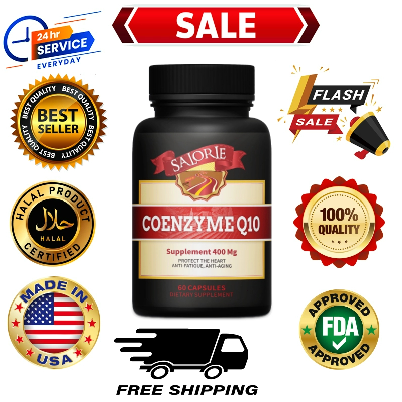 Coenzym Q10, chất chống oxy hóa, chống lão hóa, 400 mg, hỗ trợ sức khỏe tim mạch và sản xuất năng