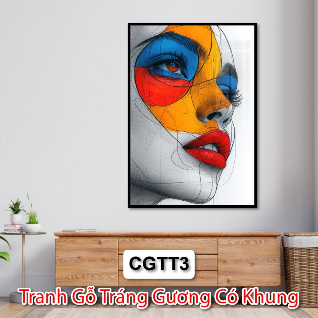 Tranh Treo Tường Nghệ Thuật Cô Gái Trừu Tượng Trang Trí Spa - Khách Sạn - Nhà Hàng - Phòng Khách - Tranh Tráng Gương