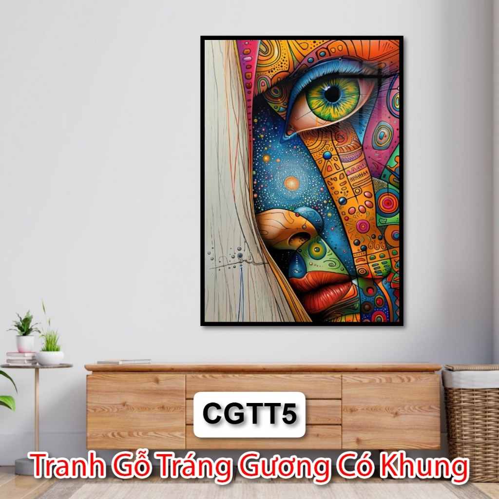Tranh Treo Tường Nghệ Thuật Cô Gái Trừu Tượng Trang Trí Spa - Khách Sạn - Nhà Hàng - Phòng Khách - Tranh Tráng Gương
