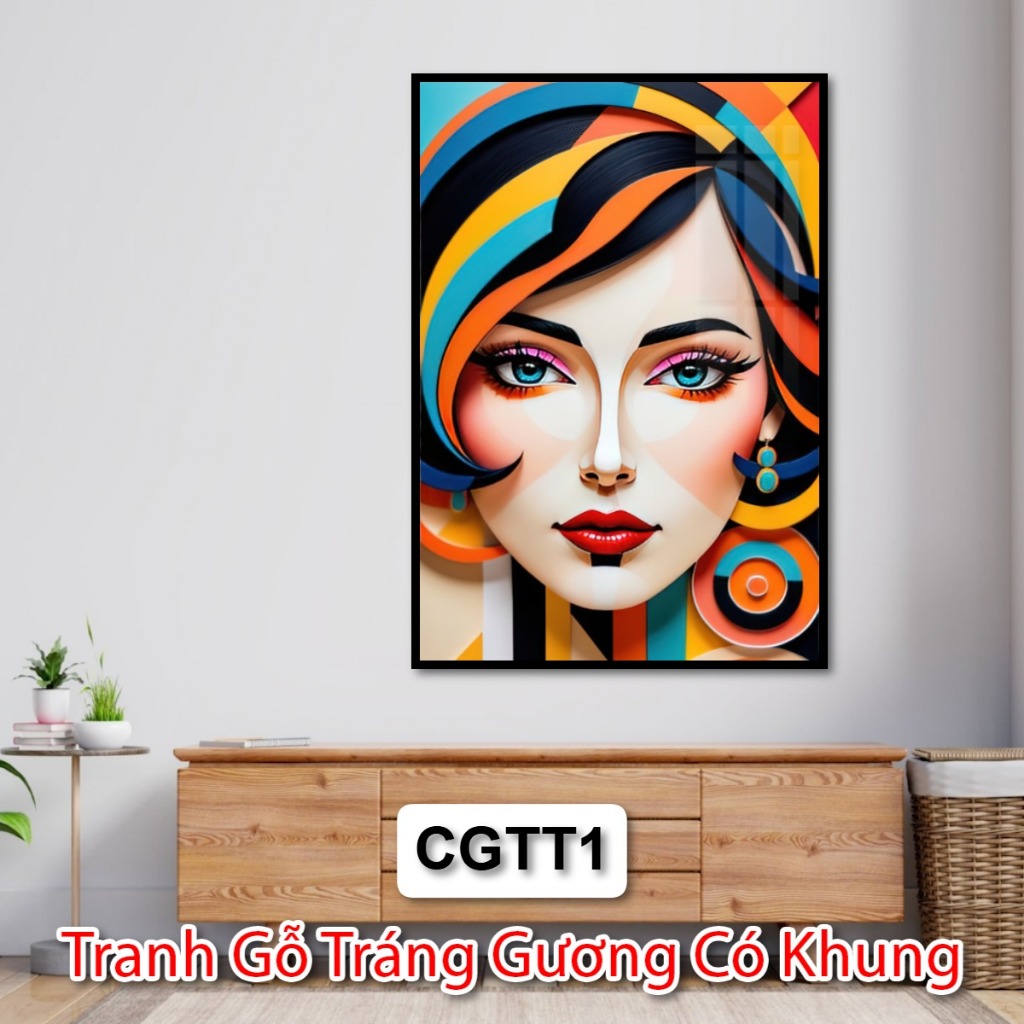 Tranh Treo Tường Nghệ Thuật Cô Gái Trừu Tượng Trang Trí Spa - Khách Sạn - Nhà Hàng - Phòng Khách - Tranh Tráng Gương