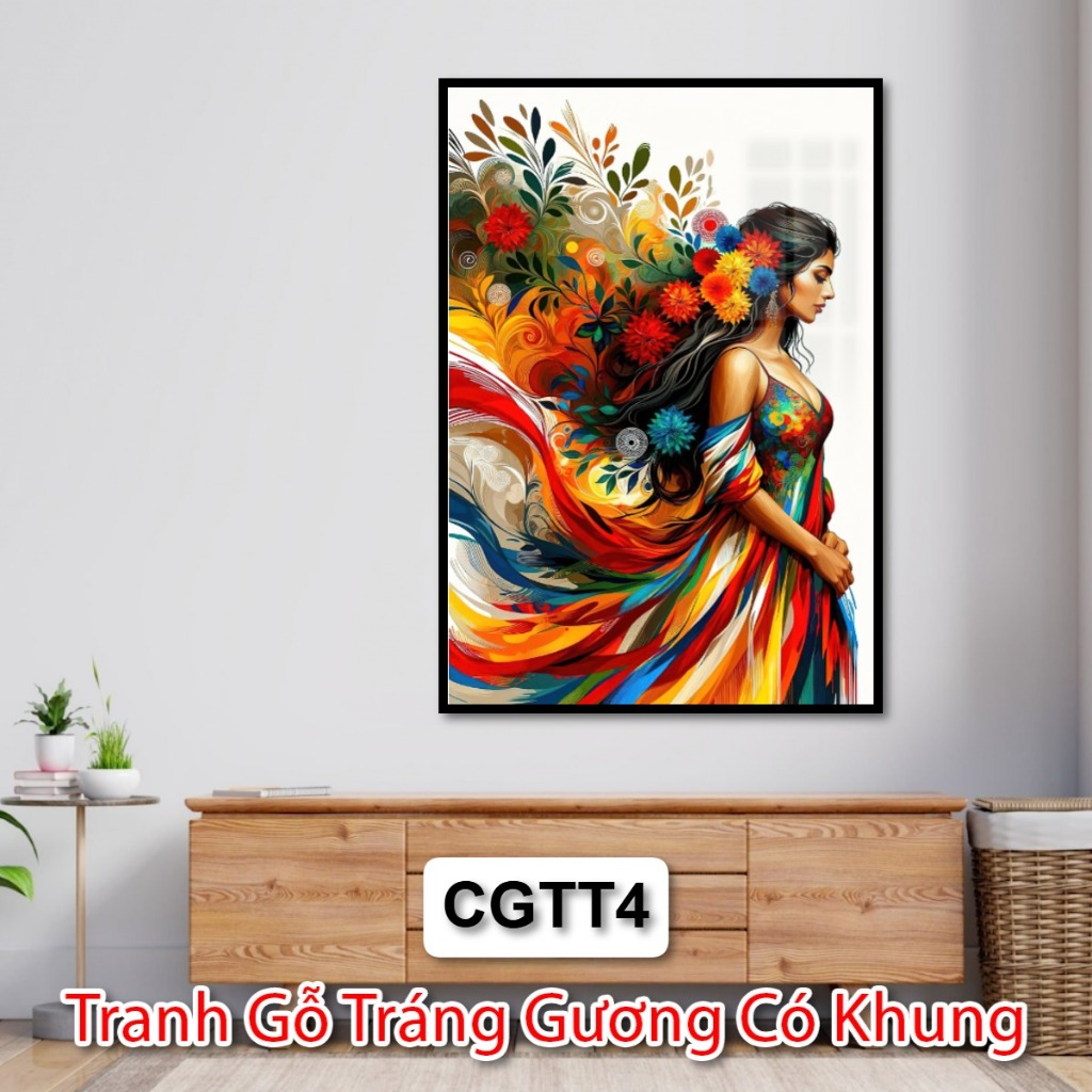 Tranh Treo Tường Nghệ Thuật Cô Gái Trừu Tượng Trang Trí Spa - Khách Sạn - Nhà Hàng - Phòng Khách - Tranh Tráng Gương