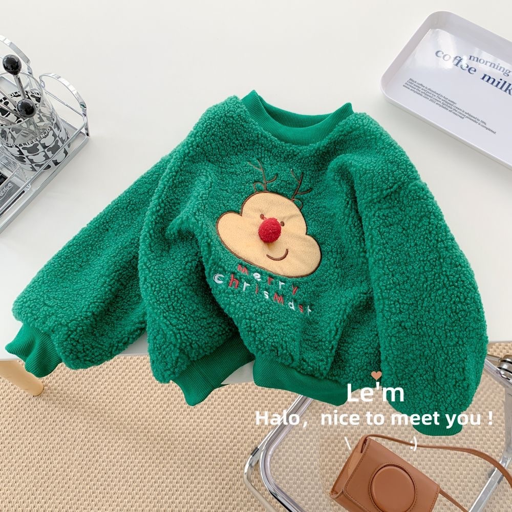 Sẵn Ship - Hỏa Tốc -Áo Nỉ Noel họa tiết thêu Hàn Quốc cho bé trai bé gái 8 đến 18kg cho bé đi học, đi chơi chụp ảnh