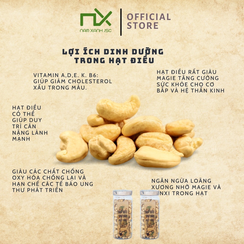 Ảnh Nam Xanh Hạt Điều Phủ Dừa Mật Ong Cashew Nuts Coconut Honey 1