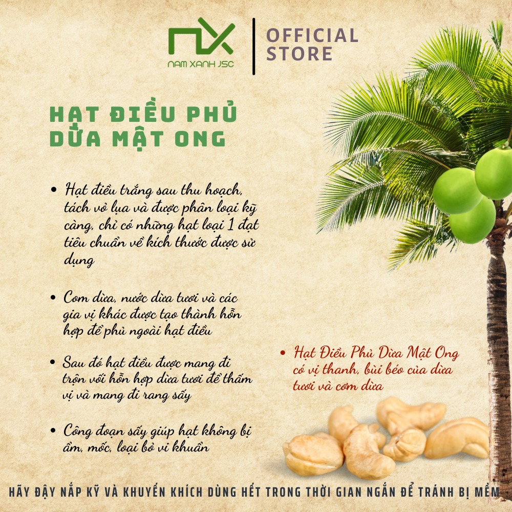 Ảnh Nam Xanh Hạt Điều Phủ Dừa Mật Ong Cashew Nuts Coconut Honey 3