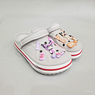 Dép sục baya unisex viền chữ nhiều màu tặng kèm jibbitz sticker, dép sục cho nam nữ nhựa đúc nguyên khối