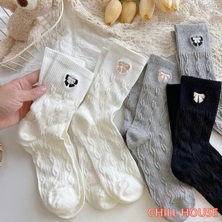 Tất Nữ cổ cao - Vớ cổ cao họa tiết nơ vặn thừng trẻ trung - năng động T 809 BC_CHIC LINGERIE