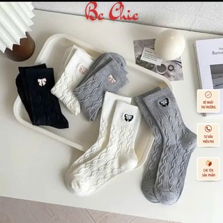Tất Nữ cổ cao - Vớ cổ cao họa tiết nơ vặn thừng trẻ trung - năng động T 809 BC_CHIC LINGERIE