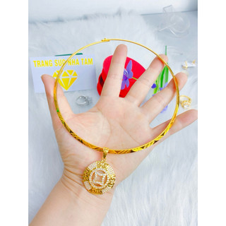 Các mẫu Kiềng Trang sức mạ vàng 18 ca kèm các mặt hoa mai, lá đỏ, lá xanh, đá trắng dành cho nữ