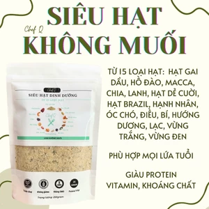 SIÊU HẠT KHÔNG MUỐI với 15 loại: Hạt gai dầu, hồ đào, macca, chia, lanh, hạt dẻ cười, hạt Brazil, hạnh nhân, óc chó...