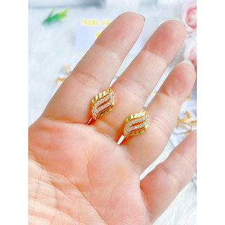 Hoa tai chiếc lá mạ vàng 18 ca chất liệu titan hàng không file bên màu dành cho nữ