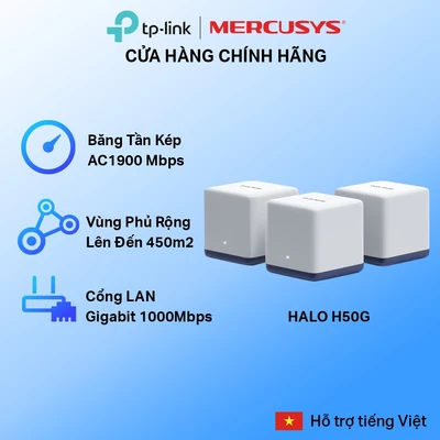 [Hỏa Tốc] Hệ Thống Wifi Mesh Mercusys Halo H50G Dành Cho Gia Đình Chuẩn AC1900