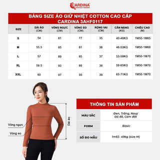 Sẵn 5NHF08 Áo Giữ Nhiệt Nữ 𝐂𝐀𝐑𝐃𝐈𝐍𝐀 Chất Liệu nỉ lót lông cừu Cao Cấp Co Dãn Thoải Mái 5AHF08