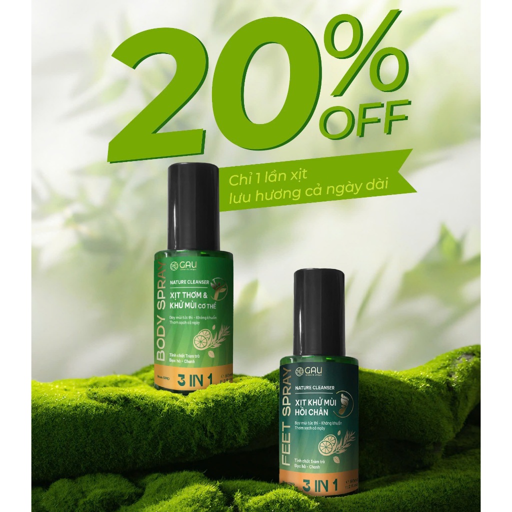 XỊT THƠM CƠ THỂ & NÁCH GAU KHỬ MÙI CẢ NGÀY, HƯƠNG QUẢ THANH MÁT TỰ NHIÊN GIỮ ẨM MỀM DA 120ml