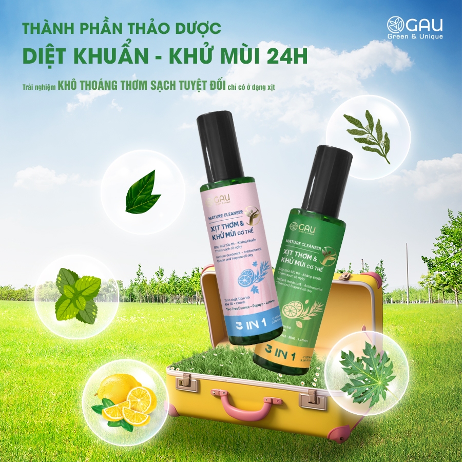 XỊT THƠM CƠ THỂ & NÁCH GAU KHỬ MÙI CẢ NGÀY, HƯƠNG NƯỚC HOA SANG TRỌNG TỰ NHIÊN GIỮ ẨM MỀM DA 120ml