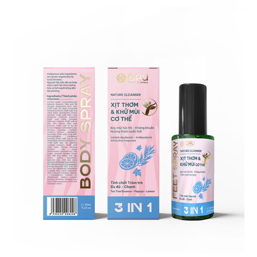 XỊT THƠM CƠ THỂ & NÁCH GAU KHỬ MÙI CẢ NGÀY, HƯƠNG NƯỚC HOA SANG TRỌNG TỰ NHIÊN GIỮ ẨM MỀM DA 120ml