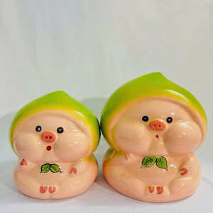 Lợn Đất Heo Ống Heo Tiết Kiệm Bé Đào Cute Dễ Thương - Bát Tràng
