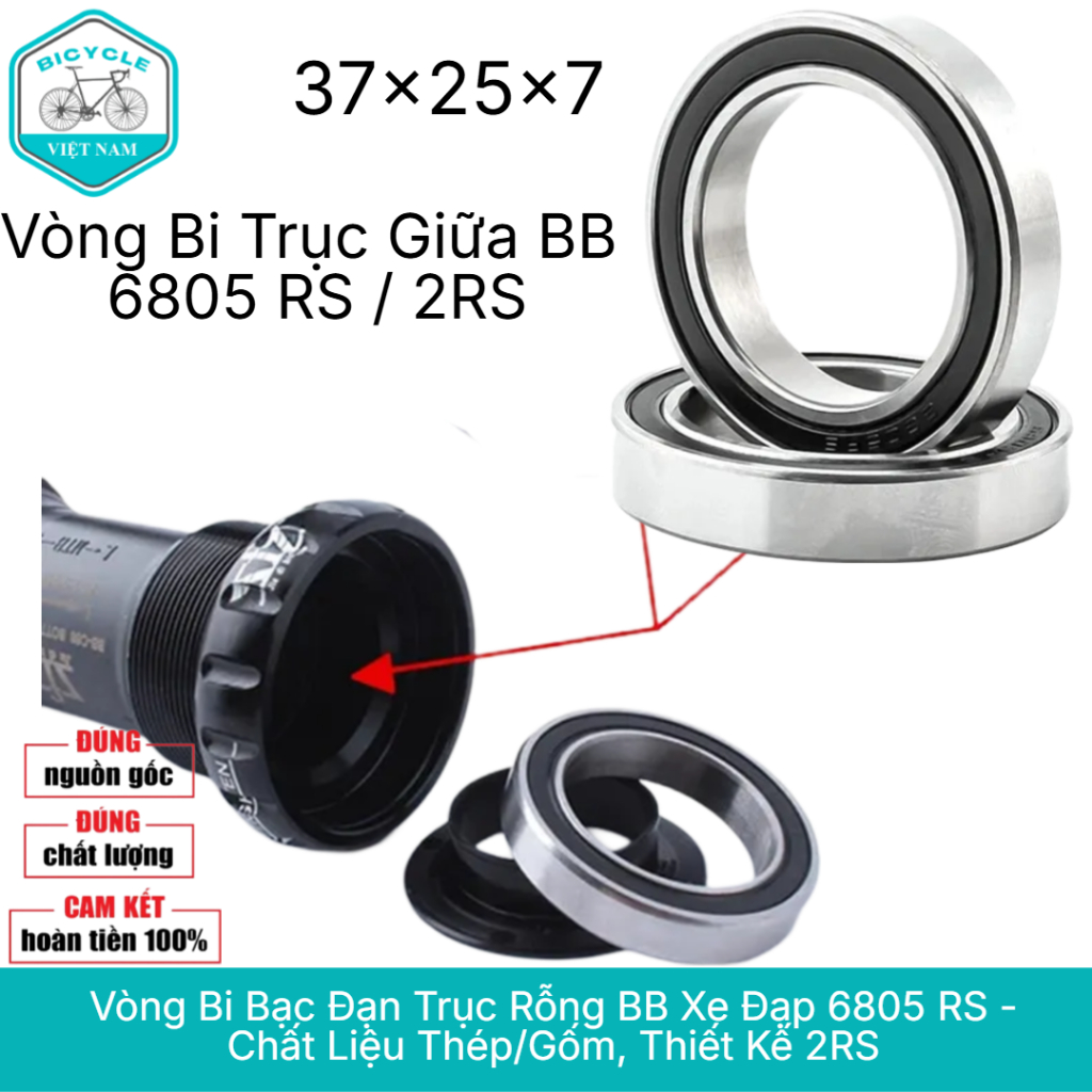 Vòng Bi Bạc Đạn Trục Rỗng BB Xe Đạp 6805 RS - Chất Liệu Thép/Gốm, Thiết ...