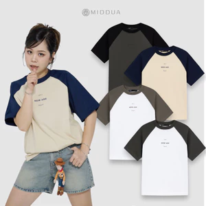 MIDDUA - Tee2402 Tee raplan form boxy, phối tay màu