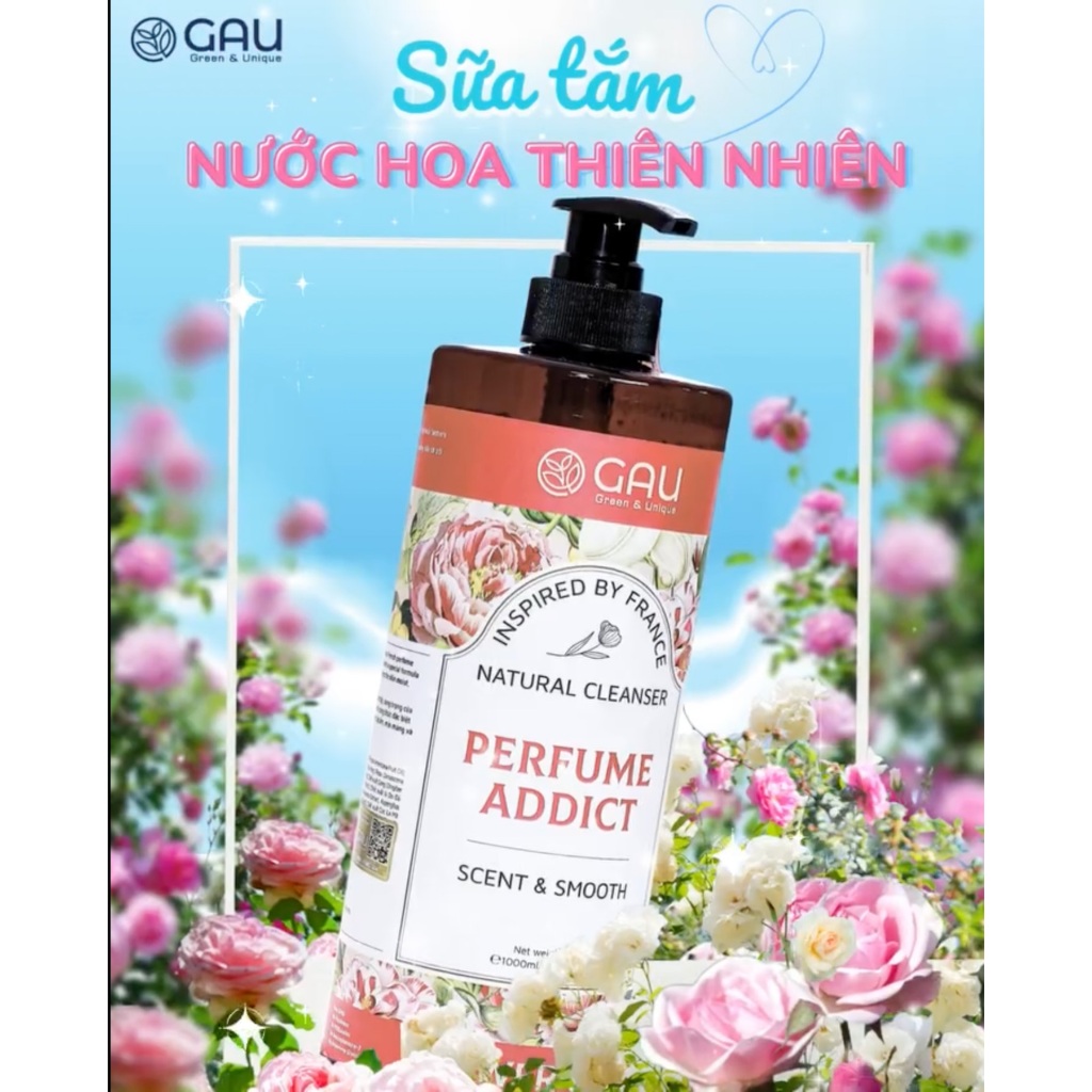 Sữa tắm Nước hoa Pháp Tự Nhiên Chính hãng GAU ADDICT PERFUME Lưu Hương Quyến Rũ Mềm Mịn Dưỡng Ẩm