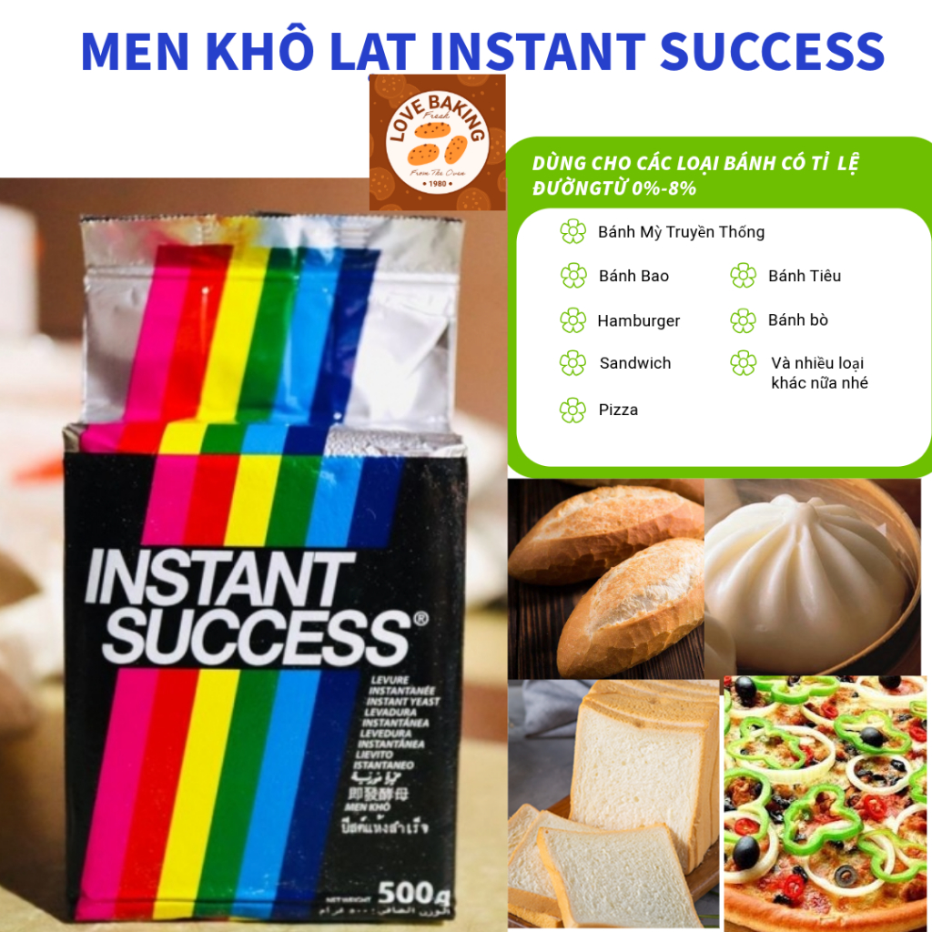 Men nở, men khô lạt 7 màu Instant Success 500g làm bánh mỳ ,pizza, bánh ...