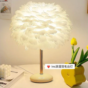 Đèn ngủ lông vũ để phòng ngủ, decor phòng ngủ