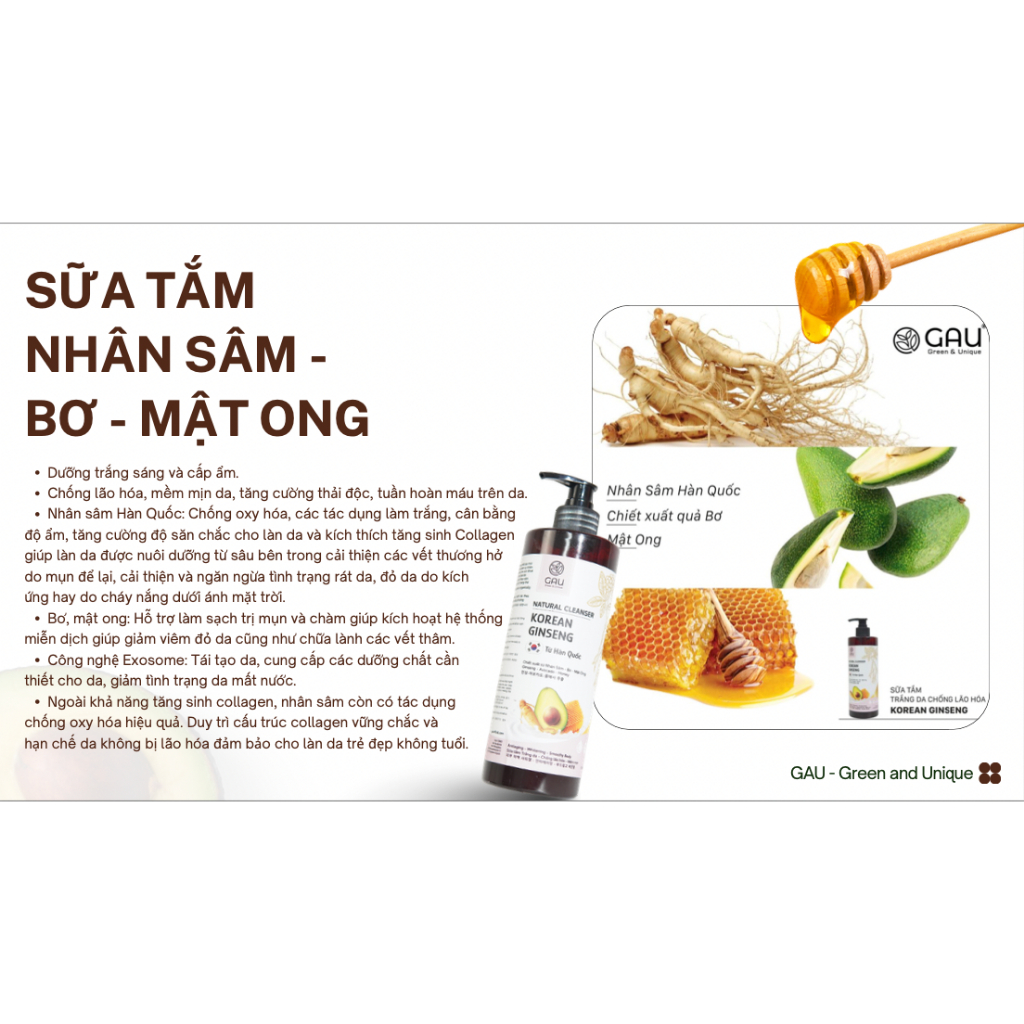 SỮA TẮM DƯỠNG TRẮNG NHÂN SÂM HÀN QUỐC Tự nhiên Hữu cơ GAU Chống lão hoá da Lưu hương Quyến rũ 1L