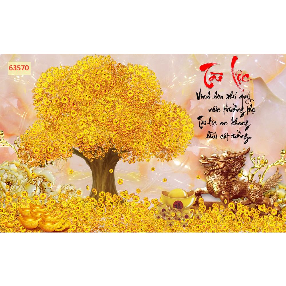 Tranh lụa 3D cây thần tài phát lộc đẹp và ý nghĩa trang trí nhà cửa