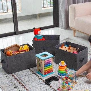 Bộ 3 hộp đựng đồ không ngăn chất liệu vải bền đẹp có nắp chống bụi sắp xếp quần áo gọn gàng, thùng đựng quần áo gấp gọn