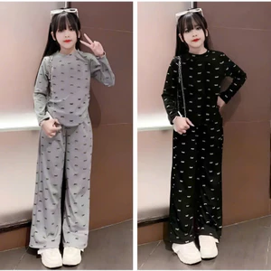SÉT ĐỒ THU ĐÔNG CHO BÉ GÁI IN HÌNH NƠ PHỐI QUẦN ỐNG RỘNG SÀNH ĐIỆU CHO BÉ M08