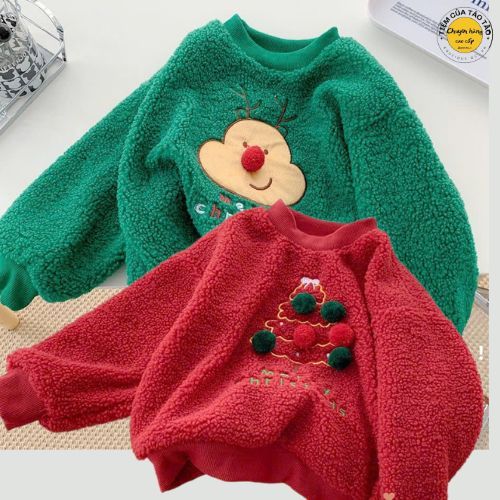 Sẵn Ship - Hỏa Tốc -Áo Nỉ Noel họa tiết thêu Hàn Quốc cho bé trai bé gái 8 đến 18kg cho bé đi học, đi chơi chụp ảnh