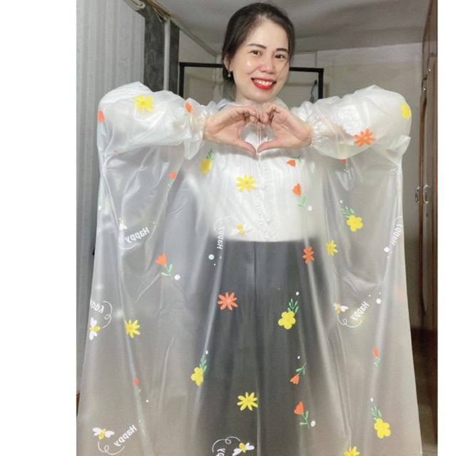Áo mưa bít hoa nhí (PVC) nhựa dẻo mỏng nhẹ và dai độ bền cao Chống nước chống gió