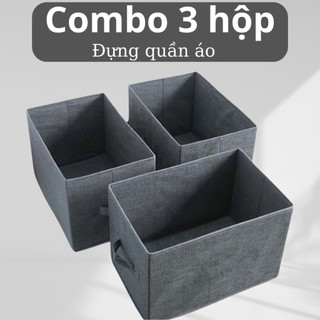Bộ 3 thùng đựng quần áo chất liệu vải Bền đẹp chống bụi, ẩm mốc sắp xếp đồ lót, tất vớ, quần áo gọn gàng có nắp tiện lợi