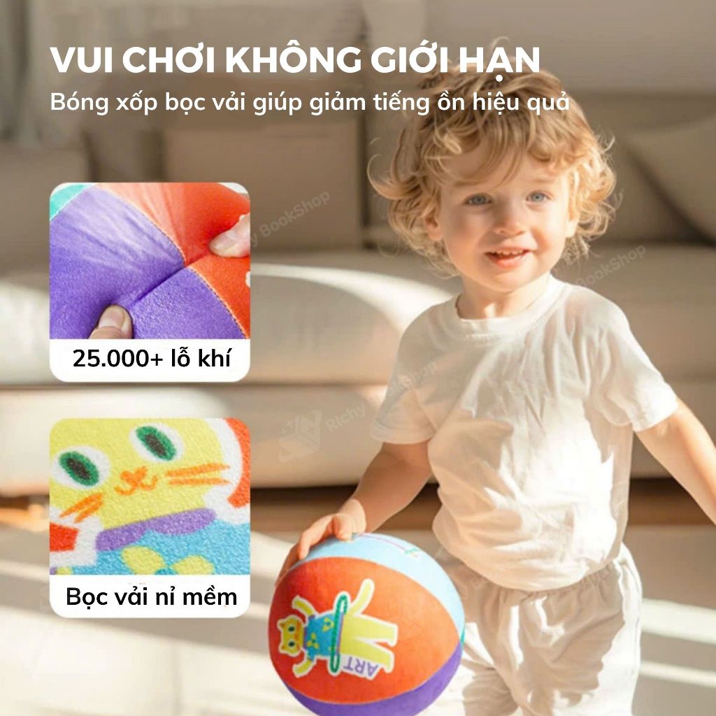 Bóng xốp im lặng bọc vải nỉ cho bé từ 1+ tuổi Mideer Silent Bouncy Ball