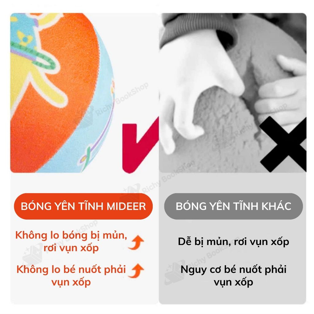 Bóng xốp im lặng bọc vải nỉ cho bé từ 1+ tuổi Mideer Silent Bouncy Ball