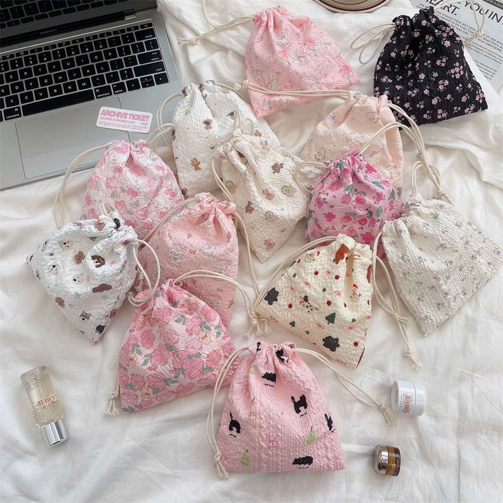 Túi Rút Mini Túi Đựng Đồ Vải Cotton Gân In Họa Tiết Nhí Dễ Thương ...