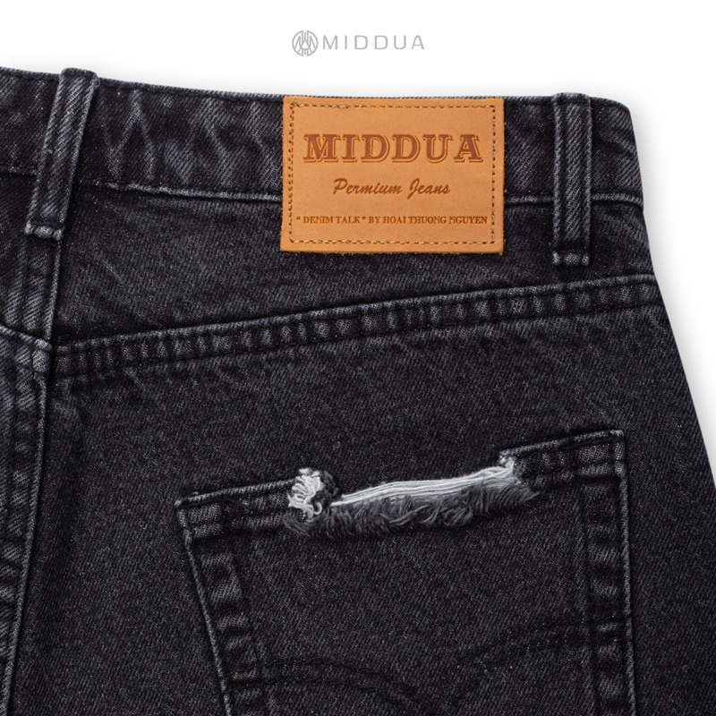 MIDDUA - SJ017 Short jean nữ lưng cao, túi sau rách kiểu