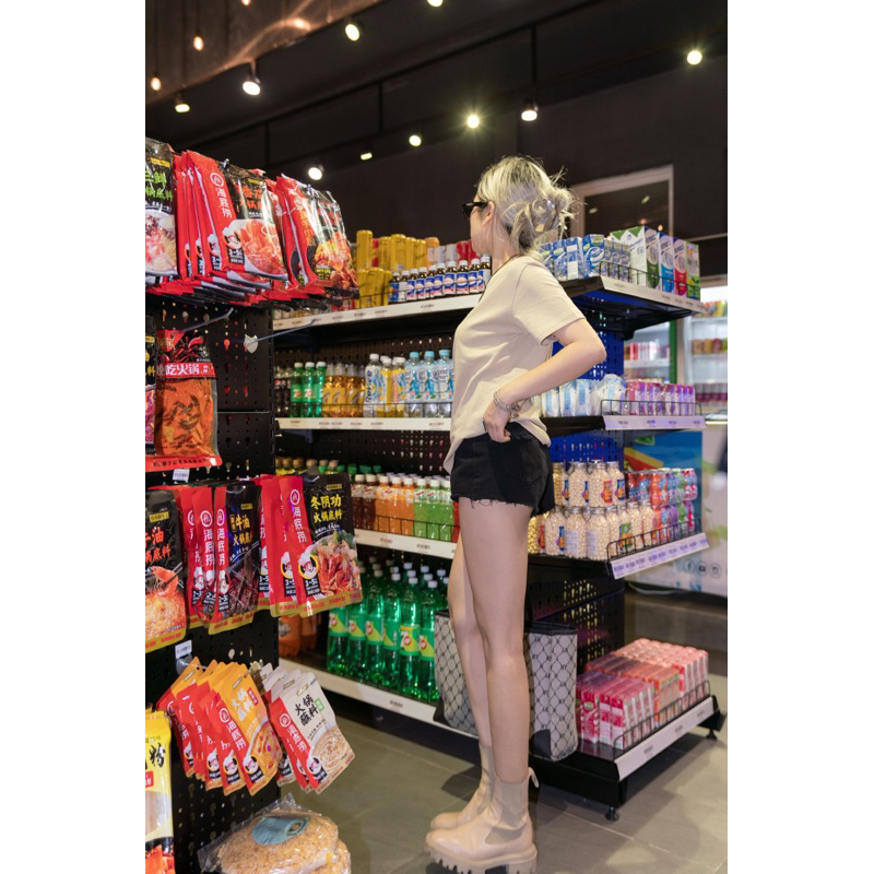 MIDDUA - SJ017 Short jean nữ lưng cao, túi sau rách kiểu