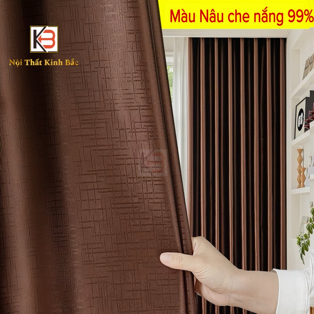 Rèm Cửa Màu Nâu KB01 Chất Liệu Gấm Bóng dệt 3 lớp tinh xảo, rèm che ...