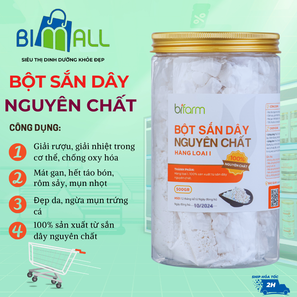 Tinh bột sắn dây Hàng loại I, 100% nguyên chất BIMALL giúp giải nhiệt ...