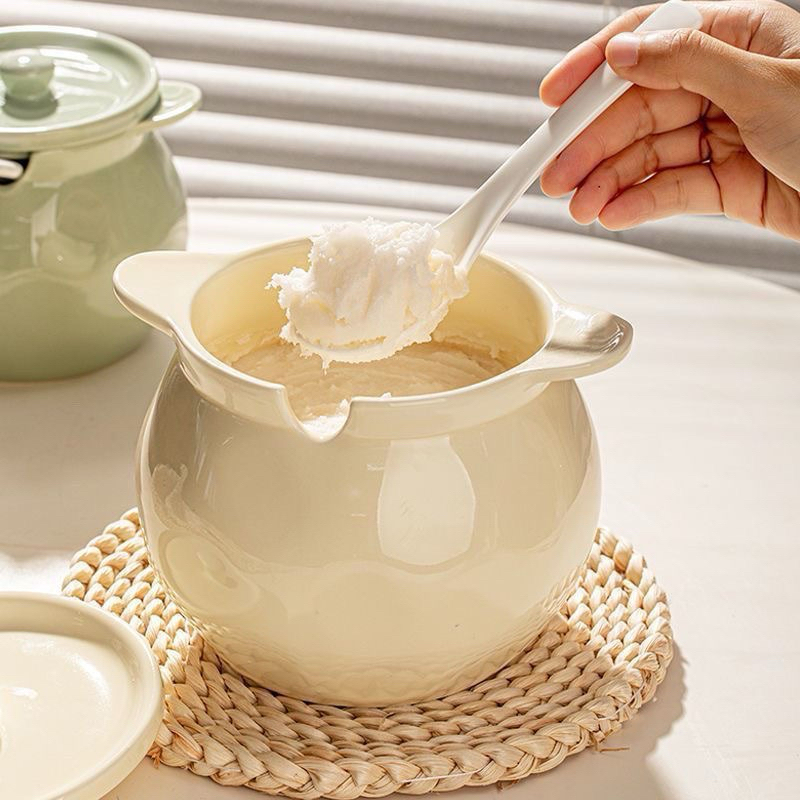 Hũ gốm sứ đựng mỡ lợn, đựng đồ ăn tặng kèm thìa