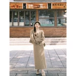 [Sẵn] Set Đồ Áo Khoác Chân Váy Dạ Nữ Kiểu Chữ A Tweed Công Sở Mặc Tết Bigsize Mùa Đông Hàn Quốc Nữ Chali SD700 — ảnh 4