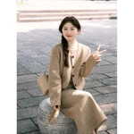 [Sẵn] Set Đồ Áo Khoác Chân Váy Dạ Nữ Kiểu Chữ A Tweed Công Sở Mặc Tết Bigsize Mùa Đông Hàn Quốc Nữ Chali SD700 — ảnh 5