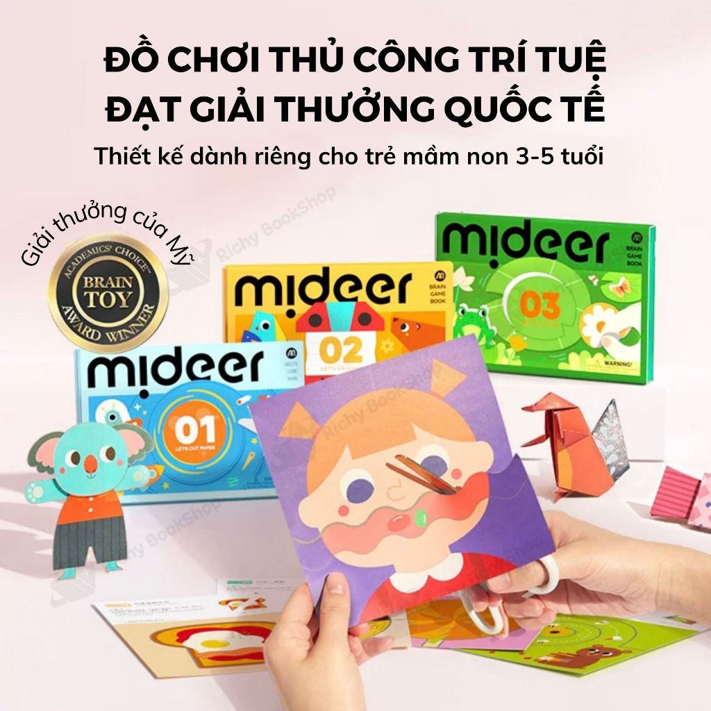 Đồ Chơi Thủ Công Cắt Giấy Tạo Hình Tư Duy Mideer Let's Cut 3 Cấp Độ