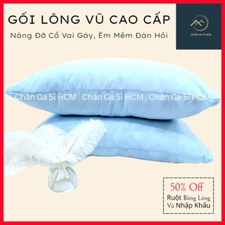 🔱NẰM ÊM ÁI🔱 Gối Lông Vũ (Tơ Tằm) Siêu Đàn Hồi, Mềm Êm Cho Giấc Ngủ Tuyệt Vời, Gối Nằm, Ôm Người Lớn