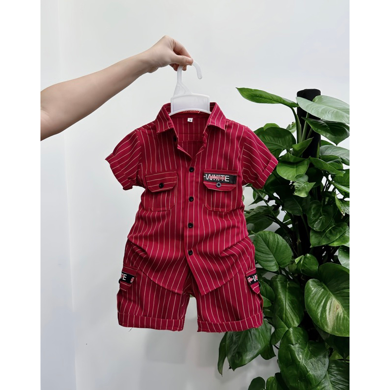 set sơmi thiết kế cao cấp cho bé trai 10kg-52kg TONI BRAND đỏ phối
