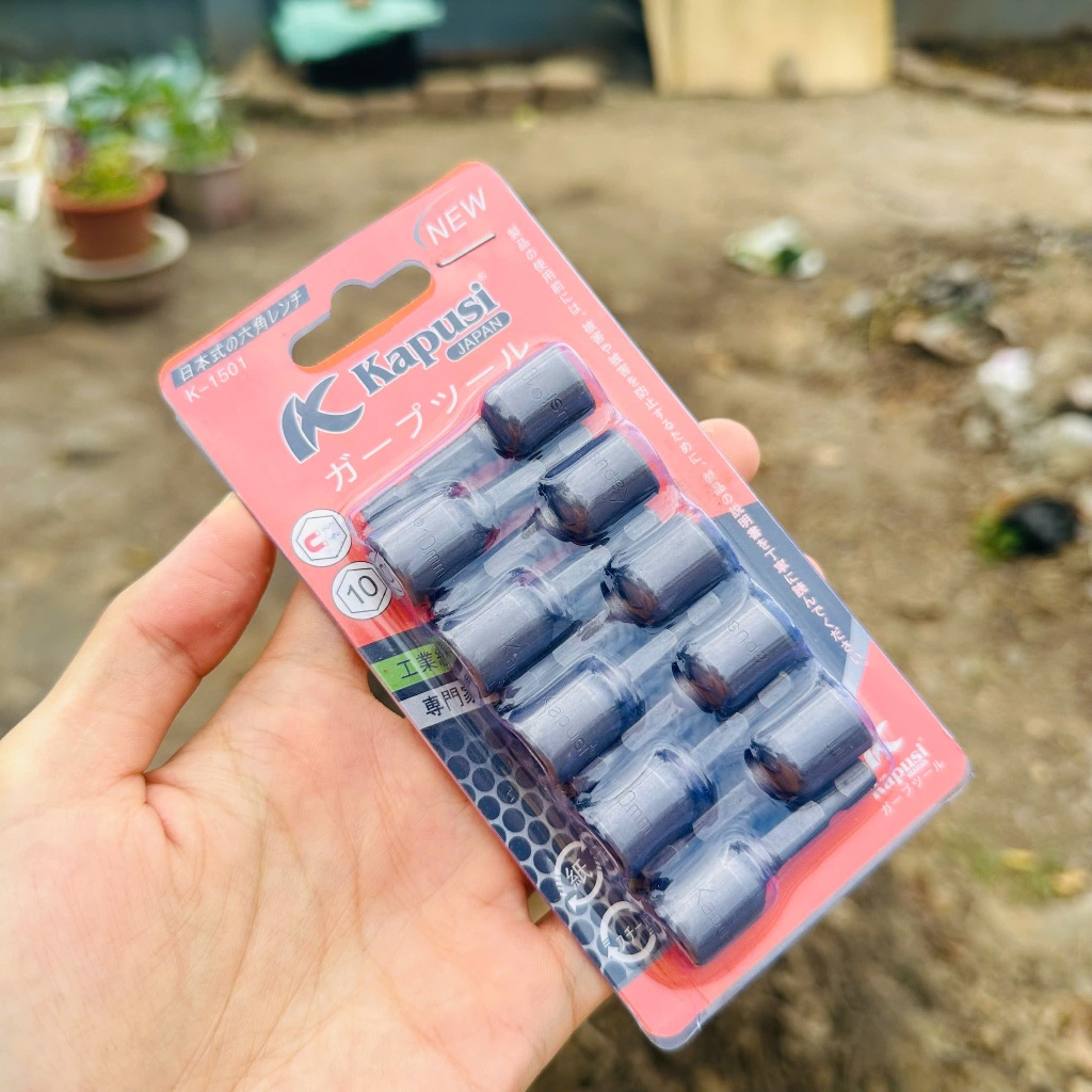 VỈ 10 Đầu từ bắt vít bắn tôn cao cấp chất liệu S2 kích cỡ 8mm và 10mm Kapusi Japan