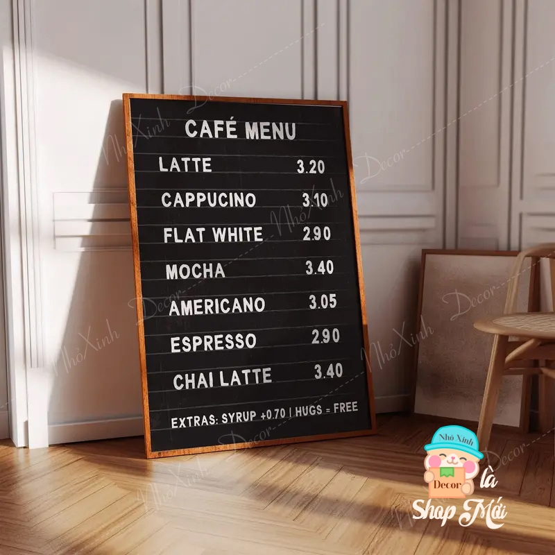 Bảng đen viết bút dạ quang, để bàn dựa tường, treo tường, bảng đen menu nhà hàng, quán ăn, cafe