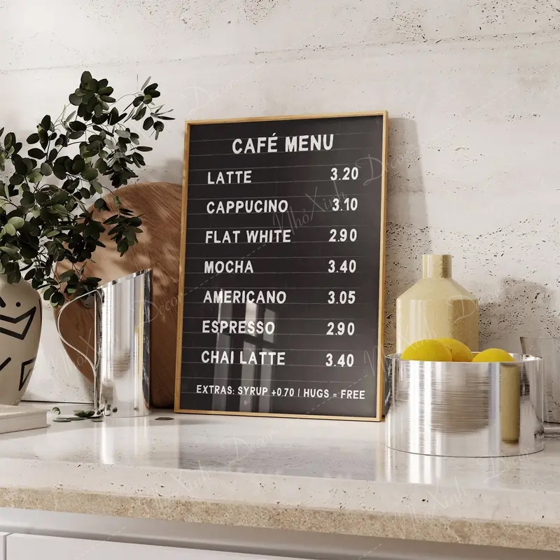 Bảng đen viết bút dạ quang, để bàn dựa tường, treo tường, bảng đen menu nhà hàng, quán ăn, cafe