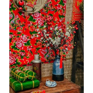 Vải chăn con công đơn trang trí chất thun lạnh Thảm nền chụp hình lụa đỏ trang trí tết rèm cửa may quần áo khổ 1 - 4m K0