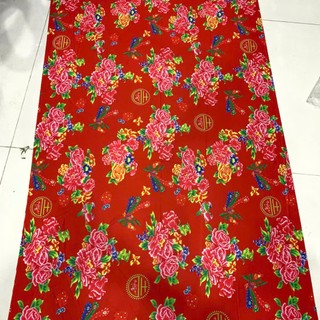 Vải chăn con công đơn trang trí chất thun lạnh Thảm nền chụp hình lụa đỏ trang trí tết rèm cửa may quần áo khổ 1 - 4m K0